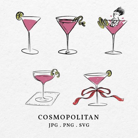 A lively collection of cocktail recipe illustrations, perfect for enhancing brand identity and educational materials. Drinks Aesthetic Drawing, Drink Illustration Graphics, Cocktail Glass Drawing, Cosmo Drawing, Cocktail Doodle, Cocktail Drawing, Cocktails Drawing, Cocktails Clipart, Drink Doodles