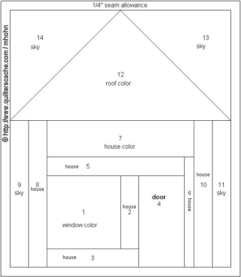 Fpp House Pattern, Paper Pieced House Blocks Free Pattern, Paper Foundation Piecing Free Pattern, House Quilt Blocks, Quilt Paper Piecing, House Quilt Block, Paper Piecing Tutorial, House Quilt Patterns, Paper Pieced Quilt Patterns