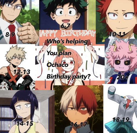 Birthday Scenario Game Mha, Mha Birthday Game, My Hero Academia Birthday Party, Birthday Scenario Game, Scenario Game, Birthday Scenario, Mha Memes, 13th Birthday Parties, Hero 3