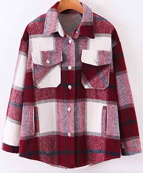 This Amazon Flannel Shacket Is Perfect For Fall Plaid Winter Jacket, Coat 2020, Jacket Coat Fashion, Plaid Jacket Women, Mode Mantel, Long Coat Jacket, Coat Women Fashion, Chic Shirts, Plaid Shirts