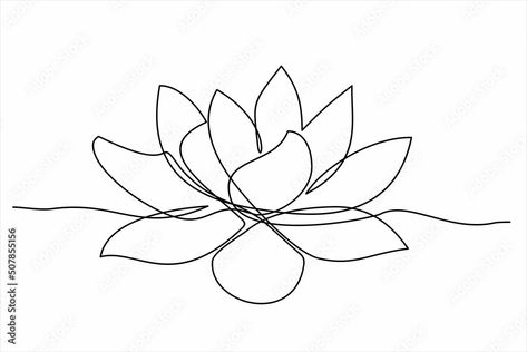 Egyptian Lotus Flower, Lotus Outline, Line Drawing Images, Continuous Line Tattoo, Lotus Flower Drawing, Lotus Drawing, Egyptian Lotus, Water Lily Tattoos, Line Drawing Tattoos