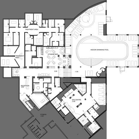 Gallery of The Spa / M1K3 PROJECT - 38 Spa Layout Design, Modern Spa Design, Circulation Plan, Spa Layout, Spa Plan, Wedding Venue Design, Ice Therapy, Spa And Wellness Center, Retreat Centre