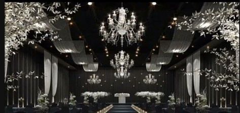 Rich Wedding Venues, Korean Wedding Reception, Debut Background, Korean Wedding Venues, Korean Wedding Decorations, Mafia Wedding Aesthetic, Wedding Venues Black, Wedding Venue Black, Mafia Wedding