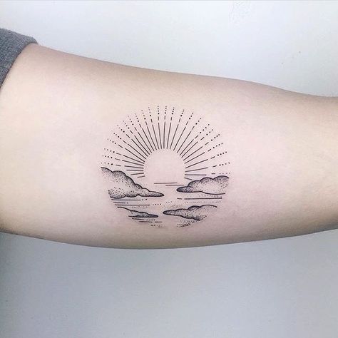 20 Tattoo, Sunrise Tattoo, Tattoo Sonne, Private Tattoos, Sunset Tattoos, Shape Tattoo, Muster Tattoos, Summer Tattoo, Cloud Tattoo