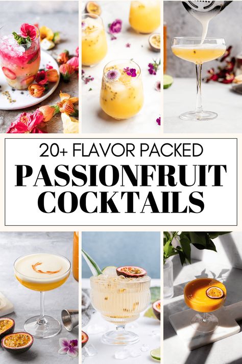 Transport yourself to a tropical paradise with the tantalizing flavors of passionfruit cocktails. With their vibrant color, tropical aroma, and tangy-sweet taste, passionfruit adds a delightful twist to classic cocktails. Cocktails With Passion Fruit Juice, Passion Fruit Syrup Cocktails, Passionfruit Cocktail Recipes, Passionfruit Mimosa, Passionfruit Daiquiri, Tropical Drinks Recipes Alcohol, Passion Fruit Cocktail Recipes, Passionfruit Cocktail, Passion Fruit Cocktail