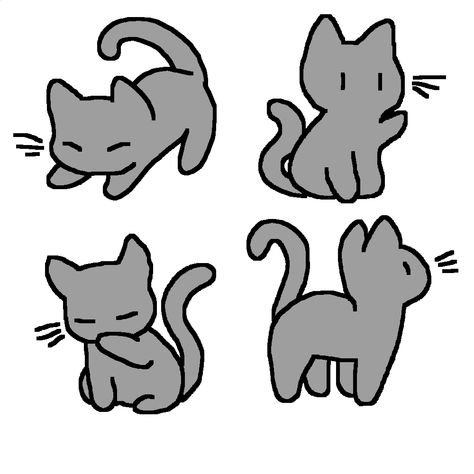 Cat Sitting Drawing Reference, Simple Cat Cartoon, Cat Sitting Down Drawing, Peeking Cat Drawing, Cat And Owner Drawing, Cat Toy Drawing, Sitting Cat Drawing, Cat Sitting Down, Running Drawing