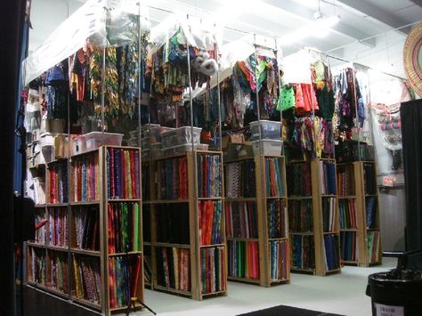 Cloth Backdrop Storage, Costume Shop Organization, Tutu Storage, Theater Costume Storage Ideas, Costume Room Theatre, Costume Storage Theater, Theatre Storage, Backstage Theatre Dressing Rooms, Shop Remodel