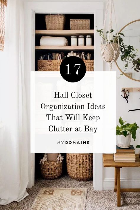 Hall Closet Organization Ideas, Linen Closet Organization Hallway, Entry Closet Organization, Coat Closet Storage, Hall Closet Organization, Hallway Storage Cabinet, Front Hall Closet, Hallway Organization, Closet Room Organizer