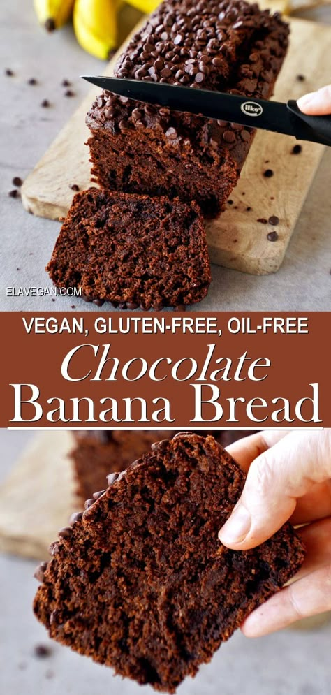 Make tender, fluffy chocolate banana bread that’s decadent and delicious yet surprisingly diet-friendly – oil-free, refined sugar-free, vegan, gluten-free, and optionally grain-free!