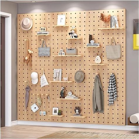 Amazon.com: HJZALMI Wall Pegboard, Easy Installation Kitchen Hole Boards, 12mm Thick Wooden Pegboard, Workshop Organisation Hole Wall Board, for Craft Room Workbench (Color : Brown, Size : 60x80cm) : Tools & Home Improvement Workshop Organisation, Wall Pegboard, Wooden Pegboard, Wall Mounted Bookshelves, Storage Racks, Workshop Organization, Wall Bookshelves, Wooden Books, Wooden Wall Hangings