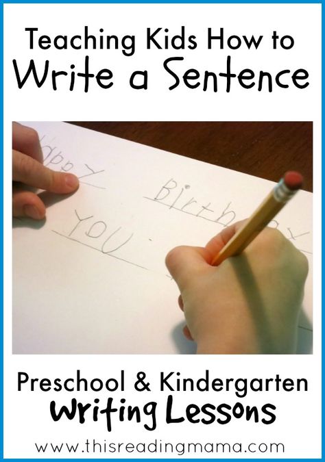 Teaching Kids How to Write a Sentence with "Magic Lines" | This Reading Mama Kindergarten Writing Lessons, How To Teach Writing, Teaching Kids To Write, Teach Writing, Homeschool Writing, Preschool Writing, Preschool Literacy, Sentence Writing, Kindergarten Writing