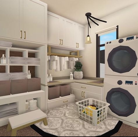 Bloxburg Laundry Room Ideas, Roblox Room, Blocksburg Room Ideas￼, House Decorating Ideas Apartments, Small House Layout, Simple Bedroom Design, Tiny House Layout, Diy House Plans, House Floor Design