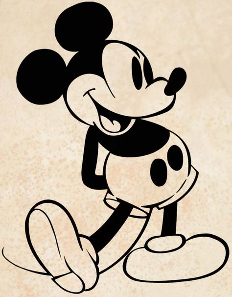 Mickey Mouse  Walt Disney created Mickey Mouse on September 19, 1928. He may not be human, but he still has some standard Virgo traits: intelligent and modest. Mickey Mouse Drawing, Mouse Drawing, Black And White, Disney, Wall, White, Black