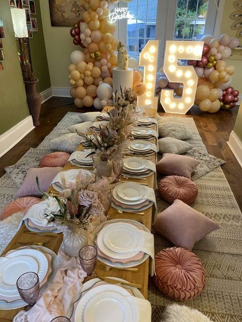 12 Birthday Party Themes, Boho Style Birthday Party, Boho Glam Birthday Party, Sweet 15 Party Ideas Quinceanera Themes, Sweet 16 Boho Party Ideas, Boho Bday Party Ideas, Boho Birthday Ideas, Boho Quinceanera Theme, Boho Sweet 16 Ideas