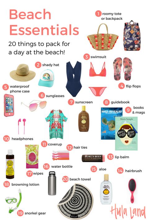 Beach Trip Packing, Hawaii Packing List, Hawaii Packing, Beach Vacation Packing, Things To Pack, Beach Bag Essentials, Travel Bag Essentials, Beach Packing, Packing List For Vacation