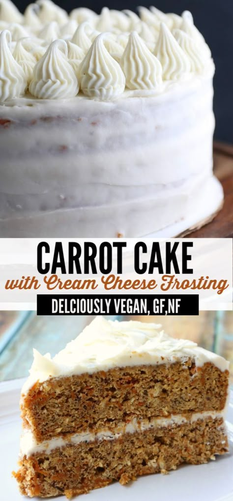 Vegan Carrot Cake Recipe, Fit Mitten Kitchen, Vegan Cream Cheese Frosting, Vegan Carrot Cake, Gluten Free Carrot Cake, Vegan Carrot Cakes, Vegan Cake Recipes, Low Carb Snack, Cashew Cream