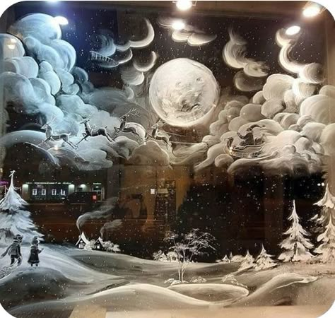 Winter Window Painting Ideas, Snow Window Art, Shoe Cabinet Ideas, Vintage Wall Decor Ideas, Window Art Diy, Christmas Window Painting Ideas, Rustic Wall Decor Ideas, Bedroom Ideas Rustic, Modern Shoe Cabinet