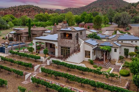 A $19.445 Million Home With Its Own Vineyard Becomes Sedona’s Priciest Listing - WSJ Vineyard House Plans, Wine Country House, House With Vineyard, Small Vineyard House, Modern Vineyard House, Sims 4 Vineyard, Vineyard Building, Home Vineyard, Vineyard Architecture