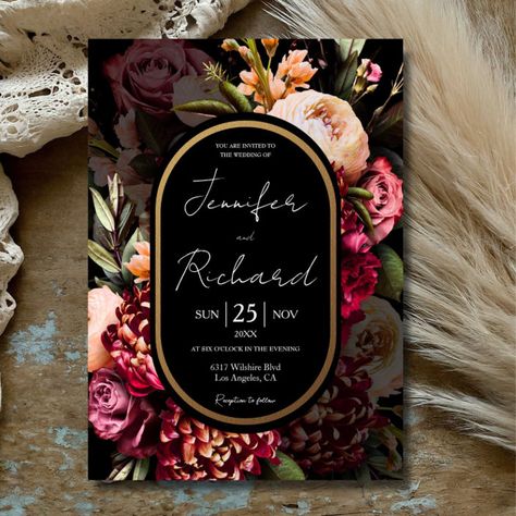 Gothic Wedding Stationery, Dark And Moody Wedding, Black Wedding Invitation, Wedding Gothic, Dutch Masters, Jewel Tone Wedding, Black Wedding Invitations, Pinterest Wedding, Dark Wedding