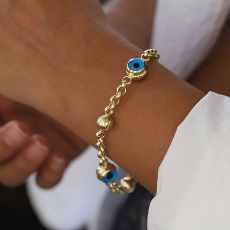 585 14K gold evil eye bracelet By Monsini Gold Evil Eye Bracelet, Eye Bracelet, Evil Eye Bracelet, Evil Eye, Diamond Rings, Gold Bracelet, Bracelet, Gold