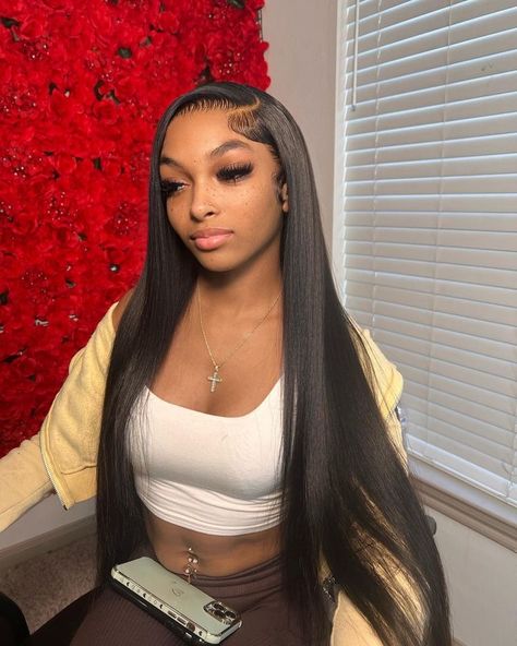 Black Side Part Wig Straight, Weave Ideas, Wig Installation, Brazilian Straight Human Hair, Frontal Wig Hairstyles, Side Part Hairstyles, Human Hair Wigs Blonde, Affordable Wigs, Jet Black Hair