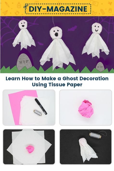 How to Make a Ghost Decoration For Halloween Teru Teru Bozu Diy, Origami Halloween Decorations, Origami Ghost, Paper Ghost, Origami Halloween, Teru Teru Bozu, Pre School Activities, Halloween Home Decorations, Halloween Origami