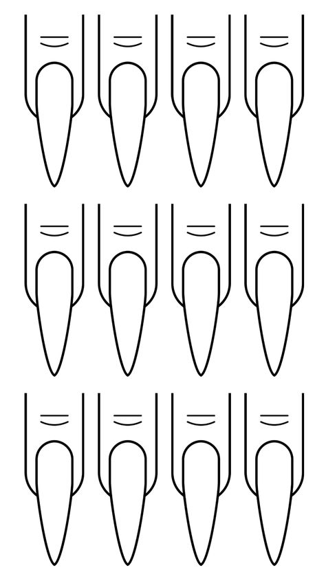 Black Nail Design Template, Nail Design Practice Template, Stiletto Nail Template, Nail Stencils Templates Free Printable, Nail Outline Drawing, Nails Template Designs, Nail Drawing Template, Nail Template Designs, Nail Template Free Printable