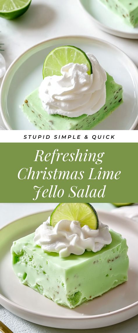 Image for Refreshing Christmas Lime Jello Salad Jello Thanksgiving Salad, Lime Jello Recipes, Lime Jello Salad, Green Jello Salad, Christmas Nibbles, Christmas Jello, Cranberry Jello Salad, Lime Jello Salads, Pineapple Jello