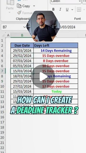 Jorge | Microsoft Excel Coach on Instagram: "📆 How to create a deadline tracker  Watch this to learn! 👀  If you and your team want to get 3x faster at using Excel to make you feel like Excel spreadsheet superheroes...  Comment below 👇🏼 or DM me the word ‘TEAM’ and I will show you how  #excel #tutorial ##exceltips #spreadsheets #managers" Microsoft Excel Tutorial, Excel Shortcuts, Excel Formula, Excel Tutorials, Computer Tips, Excel Spreadsheets, Excel Templates, April 12, Microsoft Excel