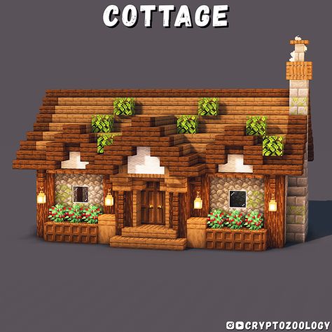 Cottage Build Chalet Minecraft, Minecraft Small House, Minecraft Starter House, Case Minecraft, Minecraft Houses Survival, Rumah Minecraft Sederhana, Minecraft Village, Minecraft Structures, Minecraft House Ideas