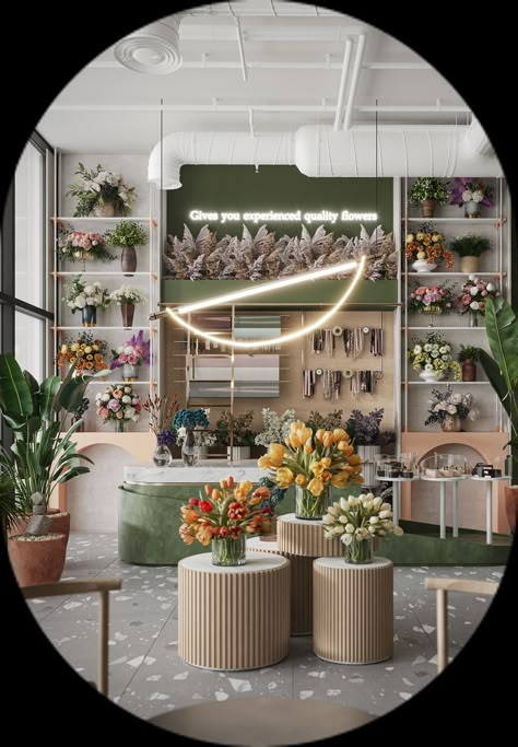 Flower Store Interior, Flower Store Design, Floral Shop Interior, Flower Shop Interiors Design, Modern Flower Shop, Florist Shop Interior, Luxury Flower Shop, Flower Restaurant, Gift Shop Interiors