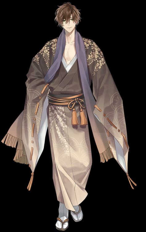 Male Kimono Reference, Kimono Outfit Male, Kimono Male Drawing, Anime Guy Kimono, Yakuza Clothes, Male Kimono Drawing, Yukata Male, Kimono Male, Ancient Japanese Clothing