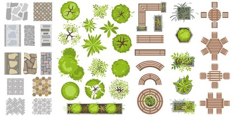 Landscape Design Top View, Outdoor Wooden Furniture, Landscape Architecture Plan, Wooden Outdoor Furniture, Landscape Design Drawings, Urban Design Concept, Tree Plan, Urban Landscape Design, Architecture Design Sketch