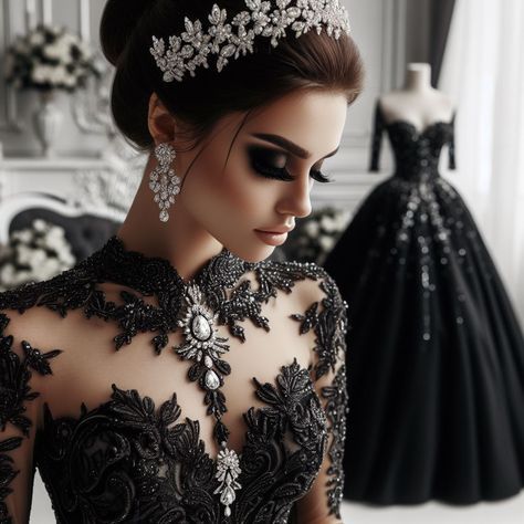 Wedding Dresses Edgy, Fantasy Wedding Dress, Engagement Rings Black, Dark Romantic Wedding, Gothic Wedding Theme, Rustic Bohemian Wedding, Dark Wedding Theme, Black Lace Wedding, Emerald Cut Engagement Rings