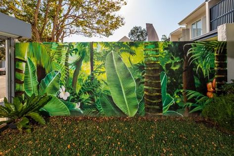 Garden Salon, Salon Makeover, Painting Jungle, Street Art Mural, Exterior Murals, Jungle Painting, Jungle Boogie, Garden Fence Art, Wall Murals Diy