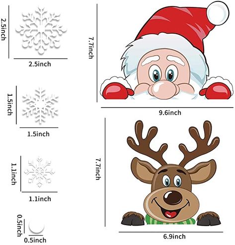 Christmas Sticker Ideas, Xmas Window Decorations, 8ft Christmas Tree, Christmas Window Clings, Stickers For Christmas, Printable Christmas Decorations, Christmas Window Decoration, Christmas Window Stickers, Santa Template