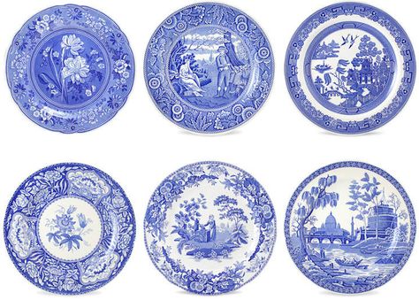 Discontinued Spode Blue Room Georgian Set Of Six 10.5In Dessert Plates Blue And White China Pattern, Blue And White Plates, Blue Salad, Mini Plates, Mini Printables, Miniature Plates, Dinner Salad, Dollhouse Printables, Miniature Printables