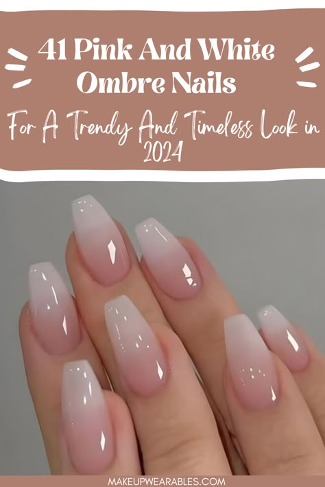 41 Pink and White Ombre Nails for A Trendy and Timeless Look Wedding Nails Pink Ombre, Ombre Nail Styles, Natural Glitter Ombre Nails, Short Classy Nails Ombre, Ballerina Ombre Nails Short, Round Pink Ombre Nails, Ombre Baby Pink Nails, Natural Pink Ombre Nails, Punk And White Ombre Nails