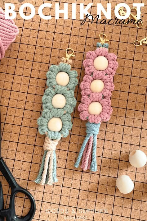 Stop settling for bland keychains! Level up your accessory game with our captivating DIY macrame keychain pattern.

Dive into the world of macrame and explore intricate knots and stunning designs to add a personal touch to your keys.

Whether you're a beginner or an expert, our step-by-step guide makes crafting effortless, ensuring you create a unique masterpiece every time.

Visit www.bochiknot.com for all your macrame cord and supplies, and start crafting your stylish keychain today! Macrame Keychain Diy Tutorials Easy, Diy Macrame Keychain Tutorials, Macrame Keychain Tutorials, Macrame Keychain Pattern, Easy Macrame Keychain, Keychain Diy Easy, Diy Macrame Keychain, Easy Diy Macrame, Floral Macrame