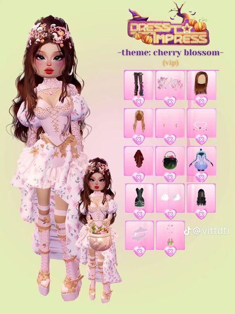 Dress To Impress Outfits Tutorials, Dress To Impress Outfit Tutorial, Dti Outfits Tutorial, Dti Theme Outfits, Dti Tutorial Outfit, Cherry Blossom Outfit, Fancy Dress Code, Cherry Blossom Dress, Make Outfits