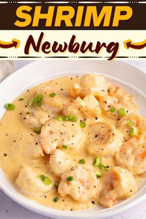 Shrimp Newburg is similar to Thermidor as both contain seafood and a creamy sauce. But this recipe uses sherry and calls for paprika instead of mustard. Shrimp Newburg, Seafood Newburg, Seafood Dinner Recipes, Seafood Dish Recipes, Creamy Shrimp, Seafood Entrees, Shrimp Recipes For Dinner, Recipes Seafood, Shrimp Recipes Easy