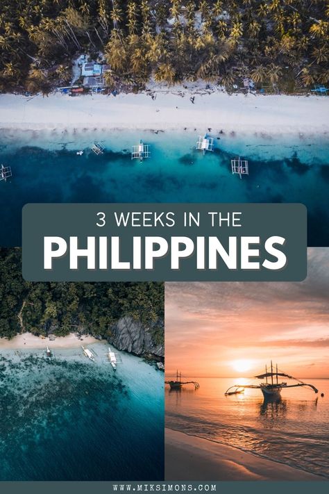 Tropical beaches, crystal-clear waters, secret lagoons, breathtaking waterfalls, and lovely local smiles. Whether you are planning a 2 -or 3-week Philippines itinerary, this comprehensive Philippine travel guide will show you the top attractions, hotels, restaurants, and transportation options along the way. Besides all this helpful information, I also added a map of the Philippines including our route which can help you to plan your own trip to the Philippines! Philippines Best Places, Philippine Travel Destinations, Philippines Itinerary 1 Month, Philippines Honeymoon, Philippines Holiday, Cebu Philippines Travel, Map Of The Philippines, Philippines Aesthetic, Philippines Itinerary