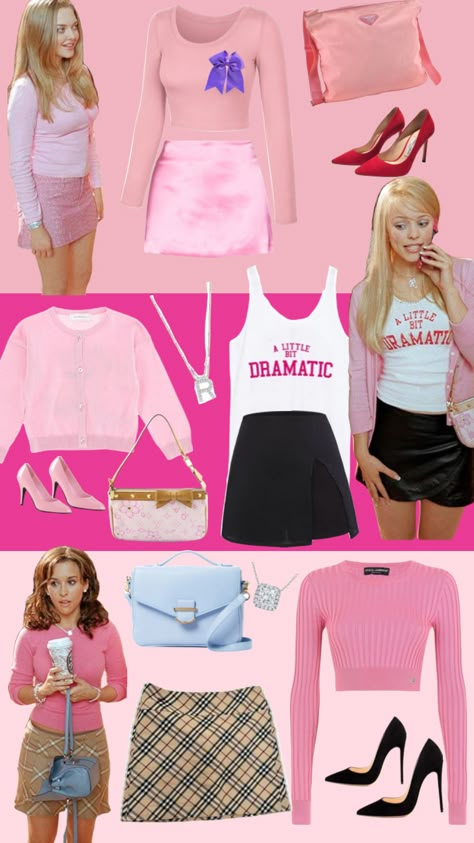 Regina George And Gretchen Weiners Costume, Pink Movie Outfits, Regina And Gretchen Costume, Y2k Pink Outfit Ideas, On Wednesdays We Wear Pink Outfit, Meangirls Inspired Outfit Halloween, Gretchen Wieners Halloween Costume, Gretchen Weiners Inspired Outfit, Gretchen Weiners Outfit Halloween