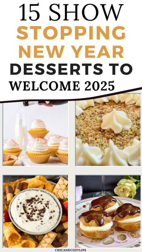 New Year Dessert Recipes- new year's desserts, new year eve dessert, new year eve food, easy desserts for kids, nye desserts, desserts for dinner, snacks ideas, party food dinner ideas. Best Desserts For New Years, Nye Party Desserts Easy, Happy New Year Desserts, New Years Eve Party Dessert Ideas, New Desserts Trends, Traditional New Years Desserts, New Year Day Dessert Ideas, New Years Desserts Fancy, New Years Desserts Ideas