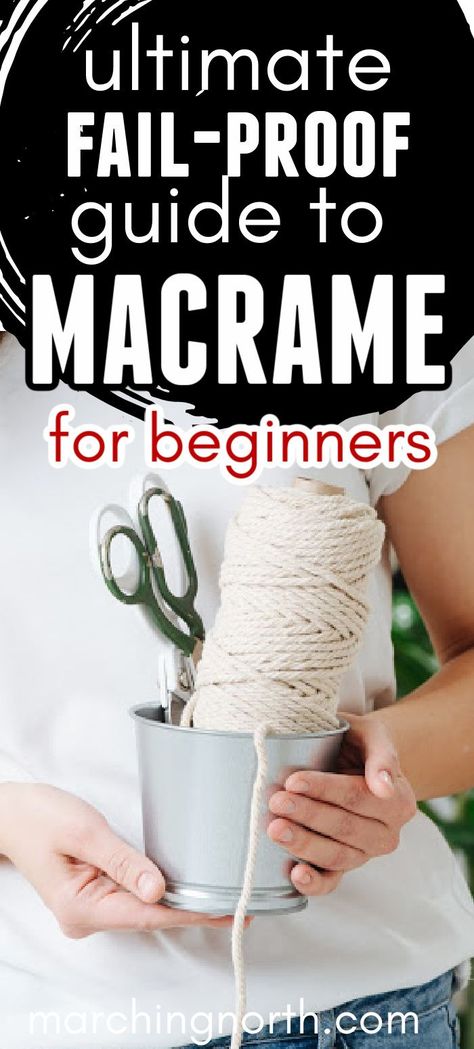 Learn everything you need to know to get started with macrame in this Ultimate Guide to Macrame for Beginners! You'll find it all right here. Macrame Over Bed Diy, Macrame Shelf Diy How To, Beginners Macrame Wall Hangings, Macrame Functional Ideas, Basic Macrame Plant Hanger, Macrame Patterns Beginner Step By Step Free, How To Do Macrame Wall Hangings, Learn Macrame Tutorials, Macrame Plant Hanger For Beginners