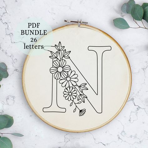 Floral Alphabet Embroidery PDF Pattern, Spring alphabet letters, Digital Download, Letter Embroidery with Flowers, Floral Monogram, alphabet Spring Alphabet, Hand Embroidery Letters, Monogramm Alphabet, Diy Embroidery Projects, Alphabet Embroidery, Hand Embroidery Patterns Free, Diy Monogram, Digital Embroidery Patterns, Floral Alphabet