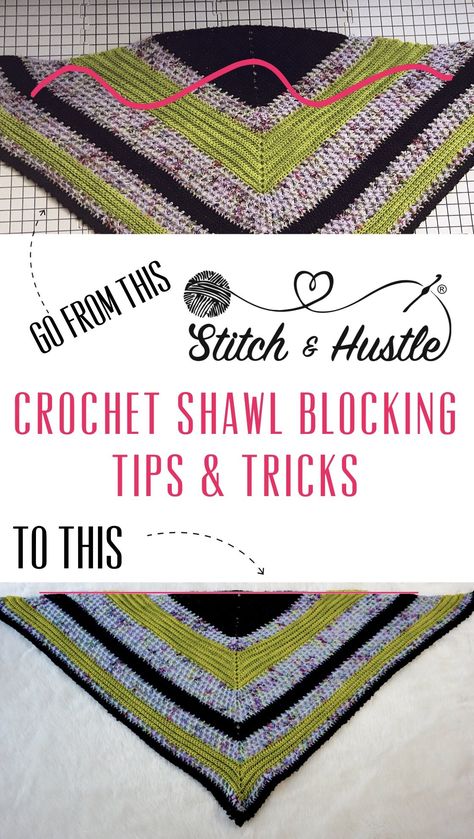 Learn how to perfectly block your knitted or crocheted shawls with these tips and tricks! #crochettutorial #knittingtutorial #howtocrochet #howtoknit #crochetblocking #knitblocking #crochettips #knittips #howtocrochet #howtoknit Crochet Mistakes, Crochet Picot Edging, Crochet Block Stitch, Diy Shawl, Knitting Blocking, Crocheted Shawls, Crochet Shawl Patterns, Crochet Tips And Tricks, Crochet Headband Pattern Free