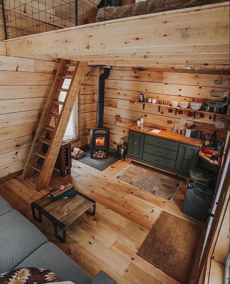 Tiny House Interior Design, Tiny Cabins, Cabin Interiors, Tiny Cabin, A Frame Cabin, A Frame House, Tiny House Interior, Tiny House Cabin, Small Cabin