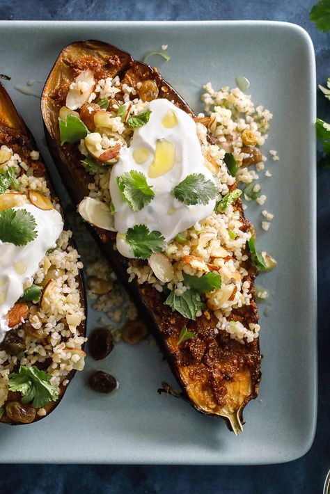 Yotam Ottolenghi Recipes, Ottolenghi Recipes, Stuffed Eggplant, African Cooking, Yotam Ottolenghi, Nyt Cooking, Middle Eastern Food, Yogurt Recipes, Eggplant Recipes