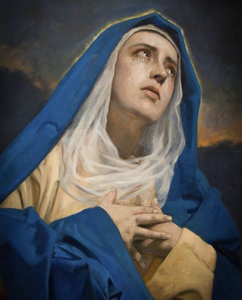 Virgin Mary Painting, Virgin Mary Art, Rennaissance Art, Christian Artwork, Our Lady Of Sorrows, Biblical Art, Mary And Jesus, Arte Inspo, Catholic Prayers